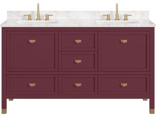 Avanity Alana 61 in. Double Sink Bathroom Vanity in Burgundy Red with Alluring Quartz Top