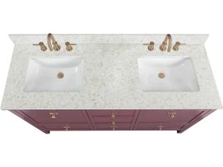 Avanity Alana 61 in. Double Sink Bathroom Vanity in Burgundy Red with Alluring Quartz Top