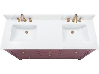 Avanity Alana 61 in. Double Sink Bathroom Vanity in Burgundy Red with White Engineered Stone Top