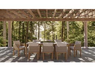 Azzurro Living Biscayne Natural Teak Wicker Cushion Dining Chair Set of 2