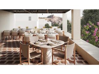 Azzurro Living Biscayne Natural Teak Wicker Cushion Dining Chair Set of 2