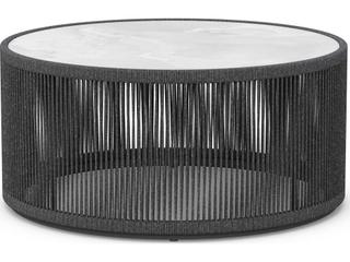 Malta 36-Inch Round Coffee Table with Dekton Top in Pebble