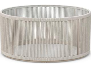 Malta 36-Inch Round Coffee Table with Tempered Glass Top in Birch