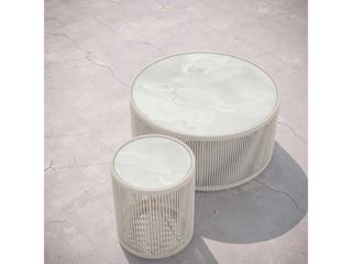 Azzurro Living Malta Birch All-weathertextelene Rope Round Coffee Table