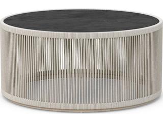 Malta 36-Inch Round Coffee Table with Dekton Top and Birch Textilene Rope