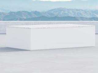 Azzurro Living Porto Matte White Aluminum Rectangular Marble Top Outdoor Patio Coffee Table