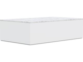 Azzurro Living Porto Matte White Aluminum Rectangular Marble Top Outdoor Patio Coffee Table