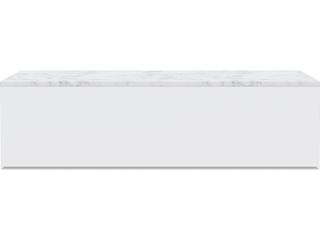 Azzurro Living Porto Matte White Aluminum Rectangular Marble Top Outdoor Patio Coffee Table