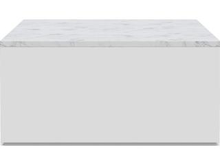Azzurro Living Porto Matte White Aluminum Rectangular Marble Top Outdoor Patio Coffee Table