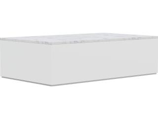 Azzurro Living Porto Matte White Aluminum Rectangular Marble Top Outdoor Patio Coffee Table