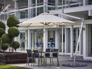 Bambrella Santa Ana Sidewind 10 Foot Round Crank Lift Manual Tilt Cantilever Outdoor Umbrella