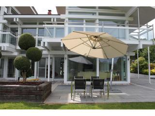 Bambrella Santa Ana Sidewind 10 Foot Round Crank Lift Manual Tilt Cantilever Outdoor Umbrella
