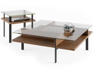 BDI Terrace Square Glass Natural Walnut End Table