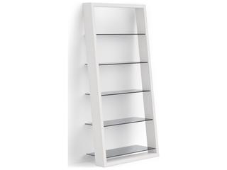 Eileen Leaning Shelf in Satin White with Tempered Glass