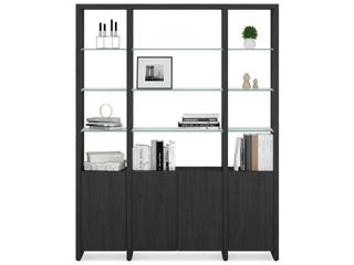 Linea 66-Inch 3-Shelf System Bookcase in Charcoal Stained Ash