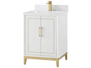 Gracie 24-Inch Freestanding Bathroom Vanity in Satin White with Carrara Marble Top