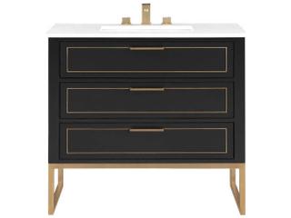 BEMMA Markham 36" Midnight Black Satin Brass Vanity