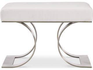 Bernhardt Axiom Brushed Silver White Upholstered Accent Bench