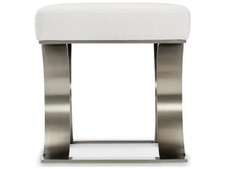 Bernhardt Axiom Brushed Silver White Upholstered Accent Bench