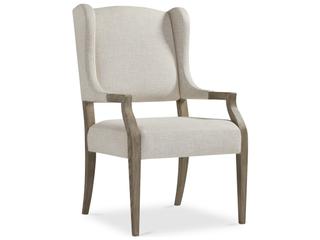 Bernhardt Santa Barbara Oak Wood White Upholstered Arm Dining Chair