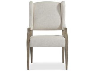 Bernhardt Santa Barbara Oak Wood White Upholstered Arm Dining Chair