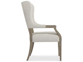 Bernhardt Santa Barbara Oak Wood White Upholstered Arm Dining Chair
