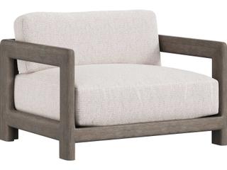 Bernhardt Exteriors Weathered Teak Montaigne 1/2 Outdoor Patio Lounge Chair with Cushion