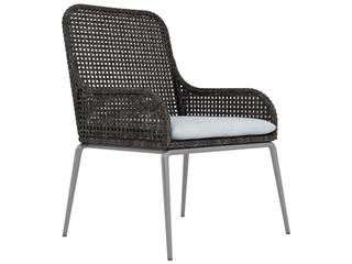 Silver Mist / Pewter Gray Antilles Arm Patio Dining Chair with Cushion