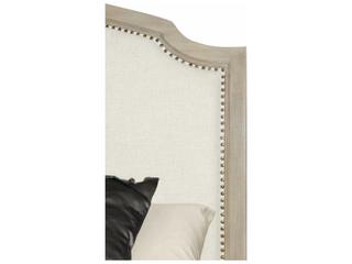 Bernhardt Santa Barbara Sandstone Beige Oak Wood Upholstered Queen Sleigh Bed