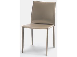 Bontempi Casa Linda Leather Beige Upholstered Side Dining Chair
