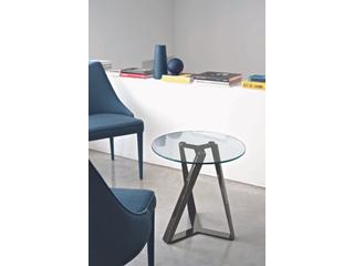 Bontempi Casa Millennium Round Clear Glass Natural Silver End Table