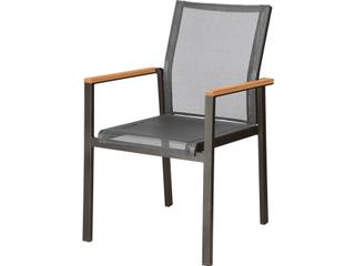 Aura Aluminum Sling Dining Chair in Graphite with Charcoal