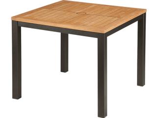 Aura Square Dining Table Graphite Powder-Coated Aluminum Natural Teak