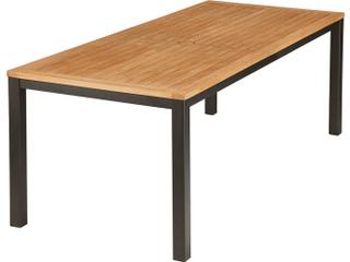 Aura Dining Table Graphite Powder-Coated Aluminum Natural Teak 79"W x 35"D x 29"H