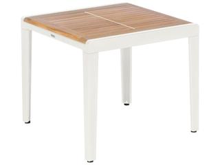 Aura High Side Table - Arctic White Powder-Coated Aluminum - Natural Teak