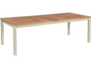 Aura 59 to 90 Inch Extending Dining Table with Teak Top in Champagne