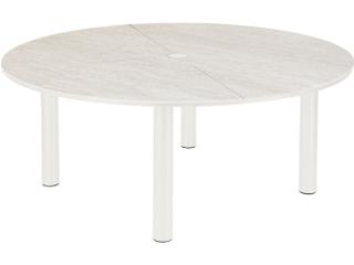 Equinox 71-Inch Round Dining Table with Frost Ceramic Top in Arctic White