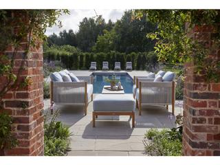 Barlow Tyrie Monterey Coffee Table - Natural Teak Frame - Frost Ceramic Top