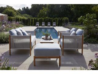 Barlow Tyrie Monterey Coffee Table - Natural Teak Frame - Frost Ceramic Top