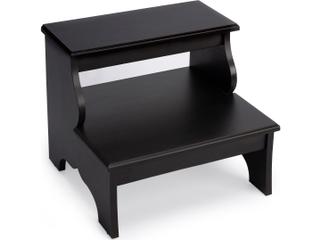 Melrose Brushed Sable Accent Stool in Dark Brown with Acacia Solids