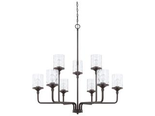9-Light Colton Chandelier in Bronze with Clear Water Glass