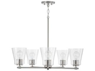 Baker 5-Light Chandelier in Brushed Nickel with Clear Seeded Glass