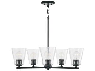 Capital Lighting Baker 5-Light Matte Black Glass Chandelier