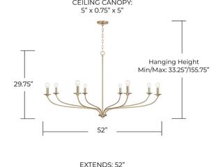 Capital Lighting Dolan 8-Light Matte Brass Candelabra Chandelier