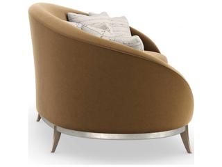 Caracole Signature Metropolitan Main Event Dusty Silver Bronze Plated Metal Brown Upholstered Sofa