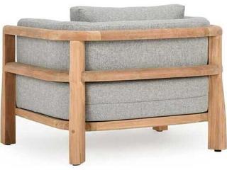 Classic Home Outdoor Aston Natural, Gray Wood Cushion Lounge Chair