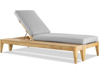 Century Outdoor Teak Cushion Side Adjustable Chaise Lounge with Bench