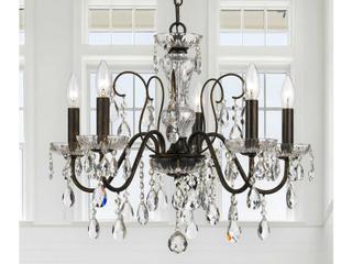 Crystorama Butler 5-Light English Bronze Crystal Candelabra Chandelier