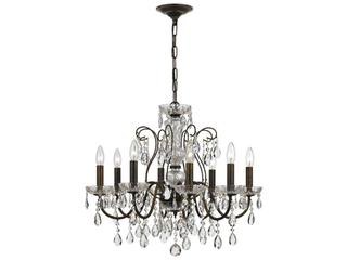 8-Light Butler Chandelier in English Bronze with Clear Hand-Cut Crystal
