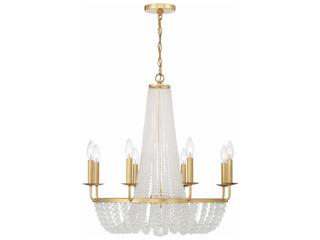 Crystorama Bella 8-Light Antique Gold Glass Candelabra Chandelier